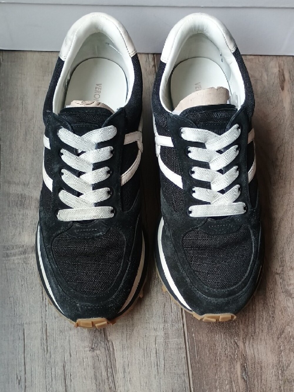 Veronica Beard Black and White Suede & Leather Sneakers - Picture 3 of 9